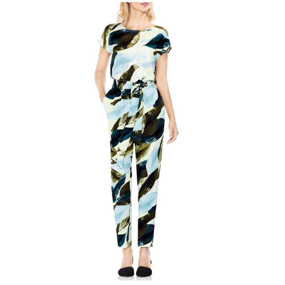 Vince Camuto Breezy Leaves Belted Jumpsuit